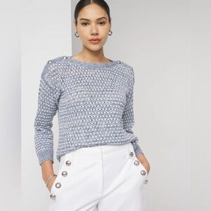 White House Black Market Boat Neck Button Detail Sweater